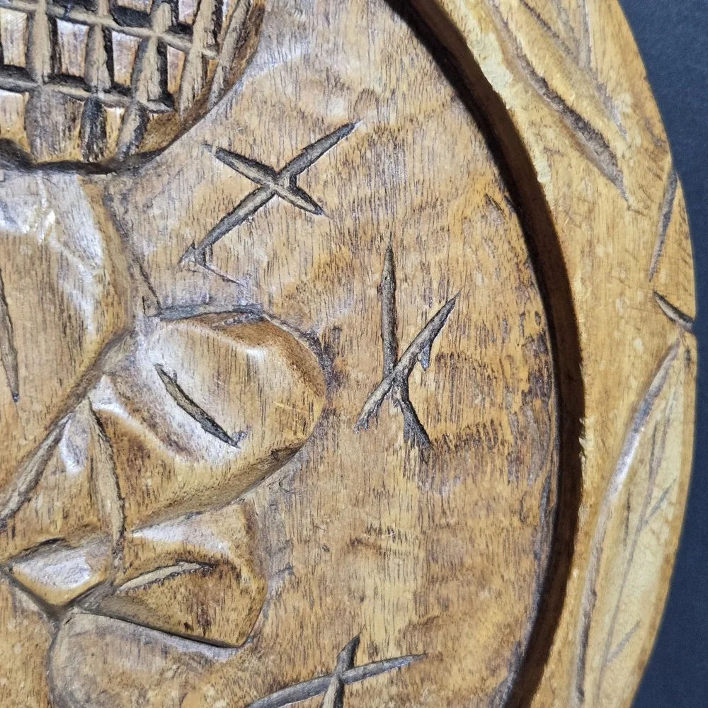 VINTAGE Wooden Wall Plaque‎ BOHO 12